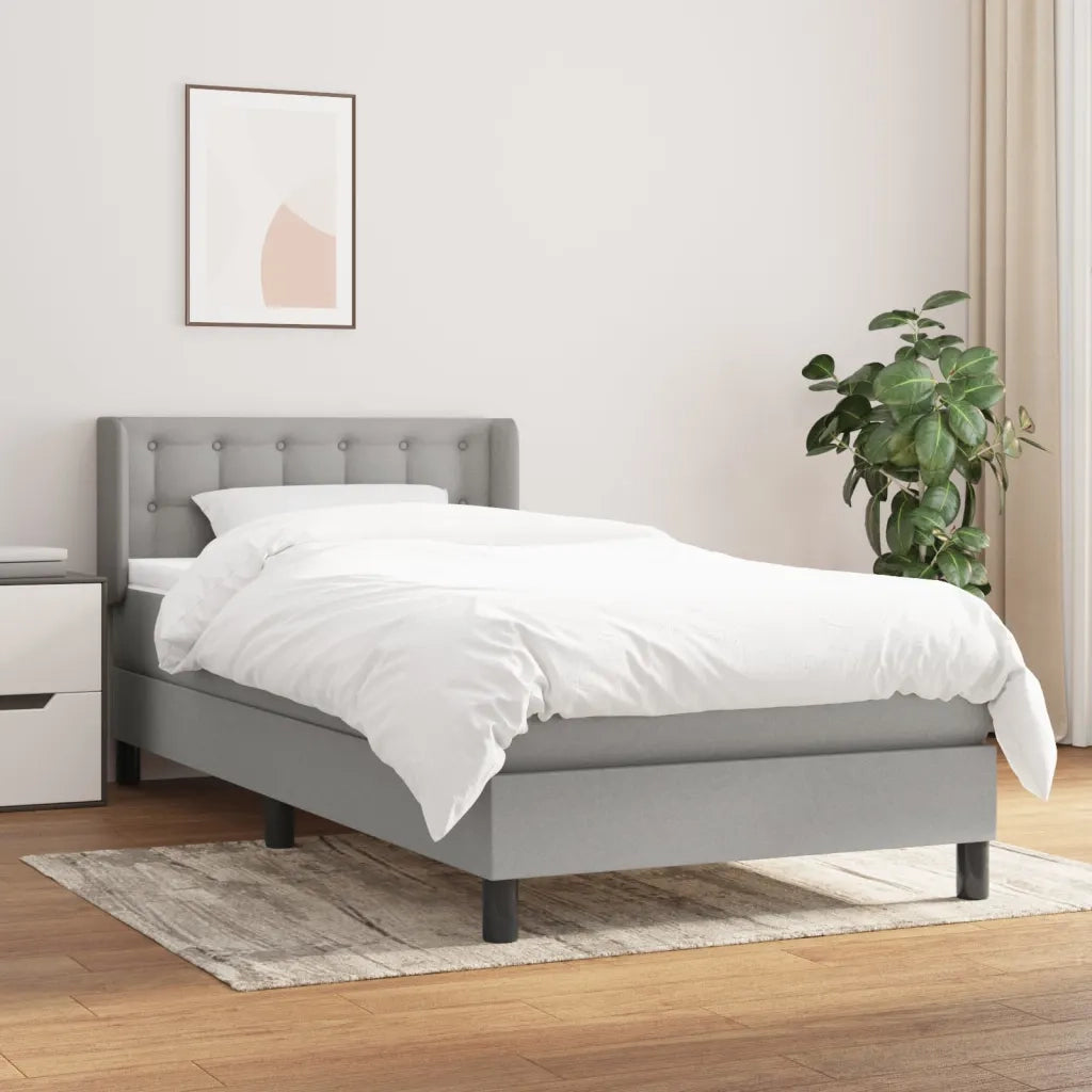 Giroletto a Molle con Materasso Grigio Chiaro100x200 cm Tessuto 3130009