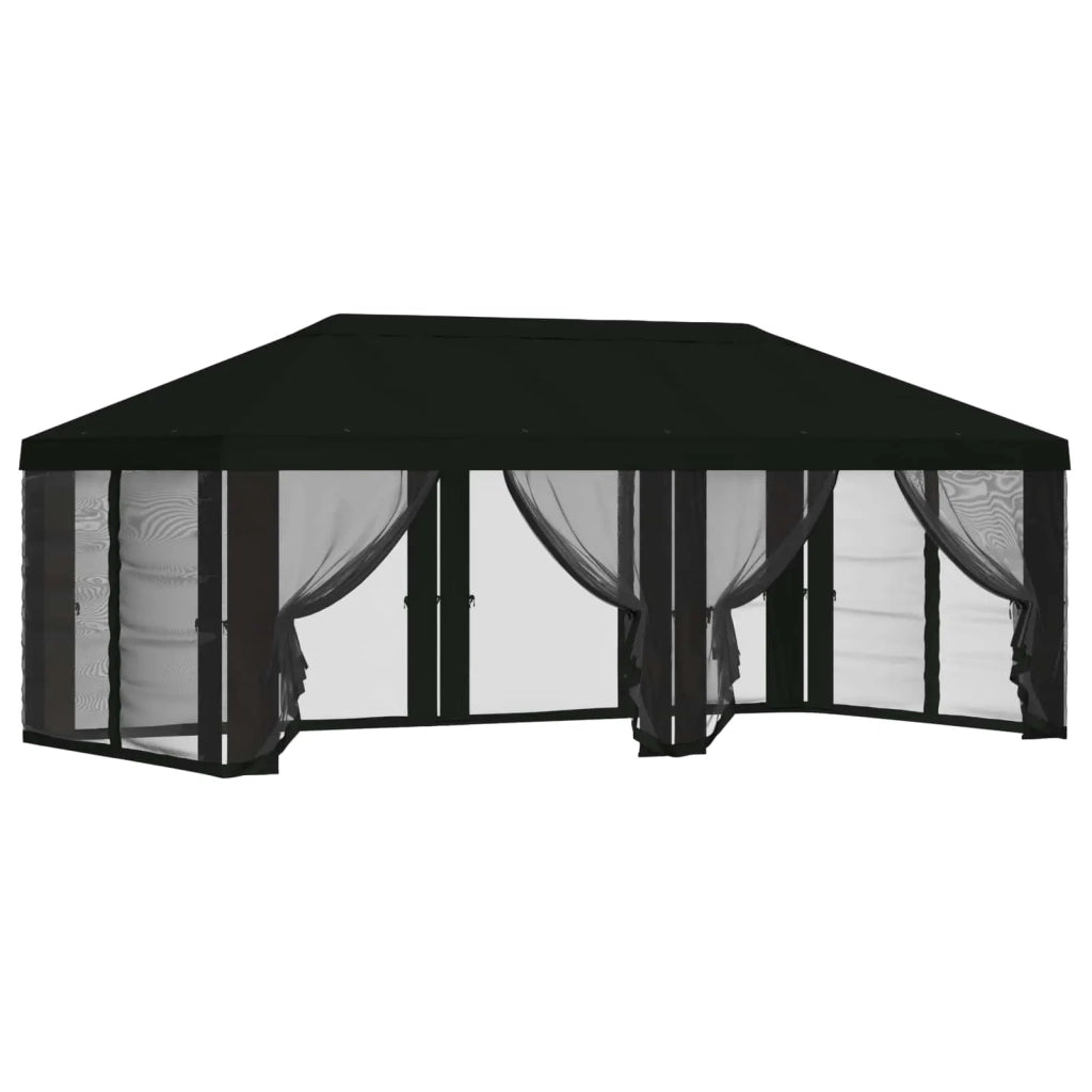 Copertura Gazebo con Pareti Laterali 6 x 3 m Nero Poliestere 900419