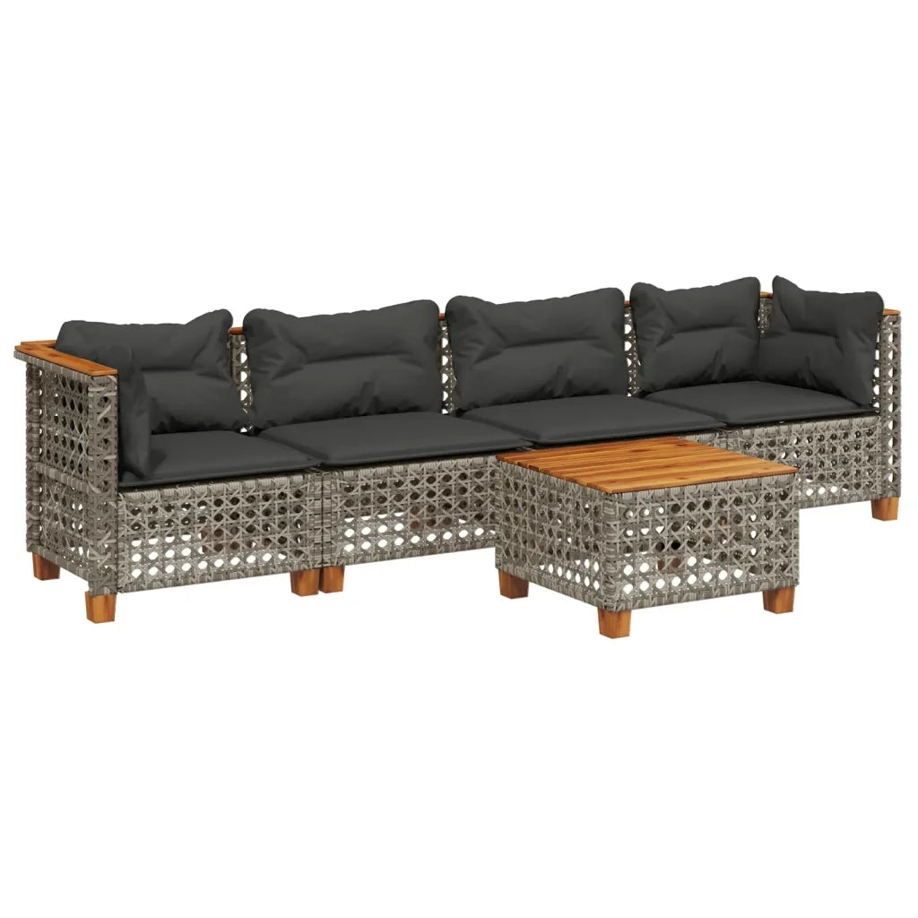 Set Divano da Giardino 5 pz con Cuscini Grigio in Polyrattan 3261729