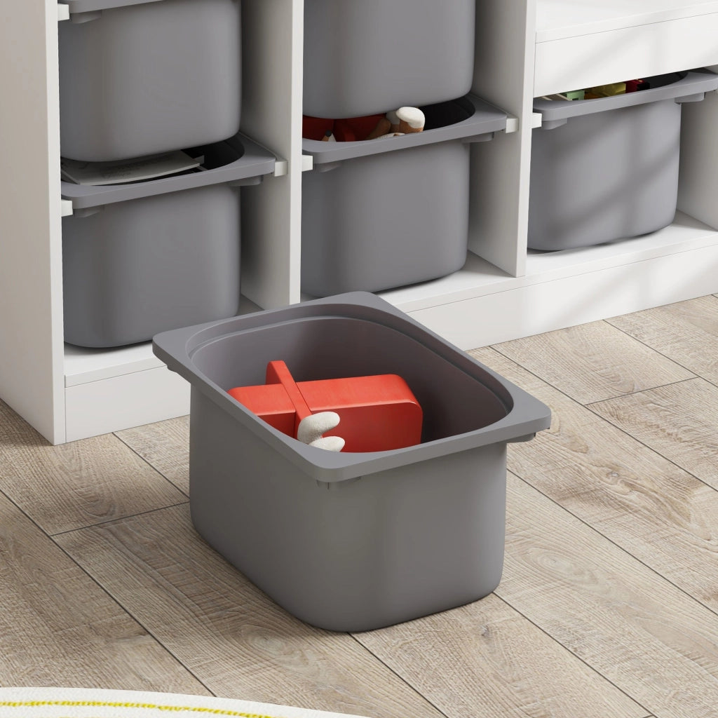 Scaffale Portagiochi per Bambini a 3 Livelli 6 Contenitori 96x38,5x90 cm Grigio