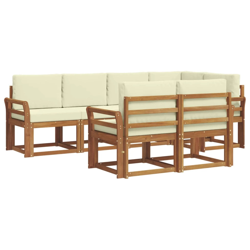 Set di divani da esterno con cuscino 7 pcs Naturale e Crema