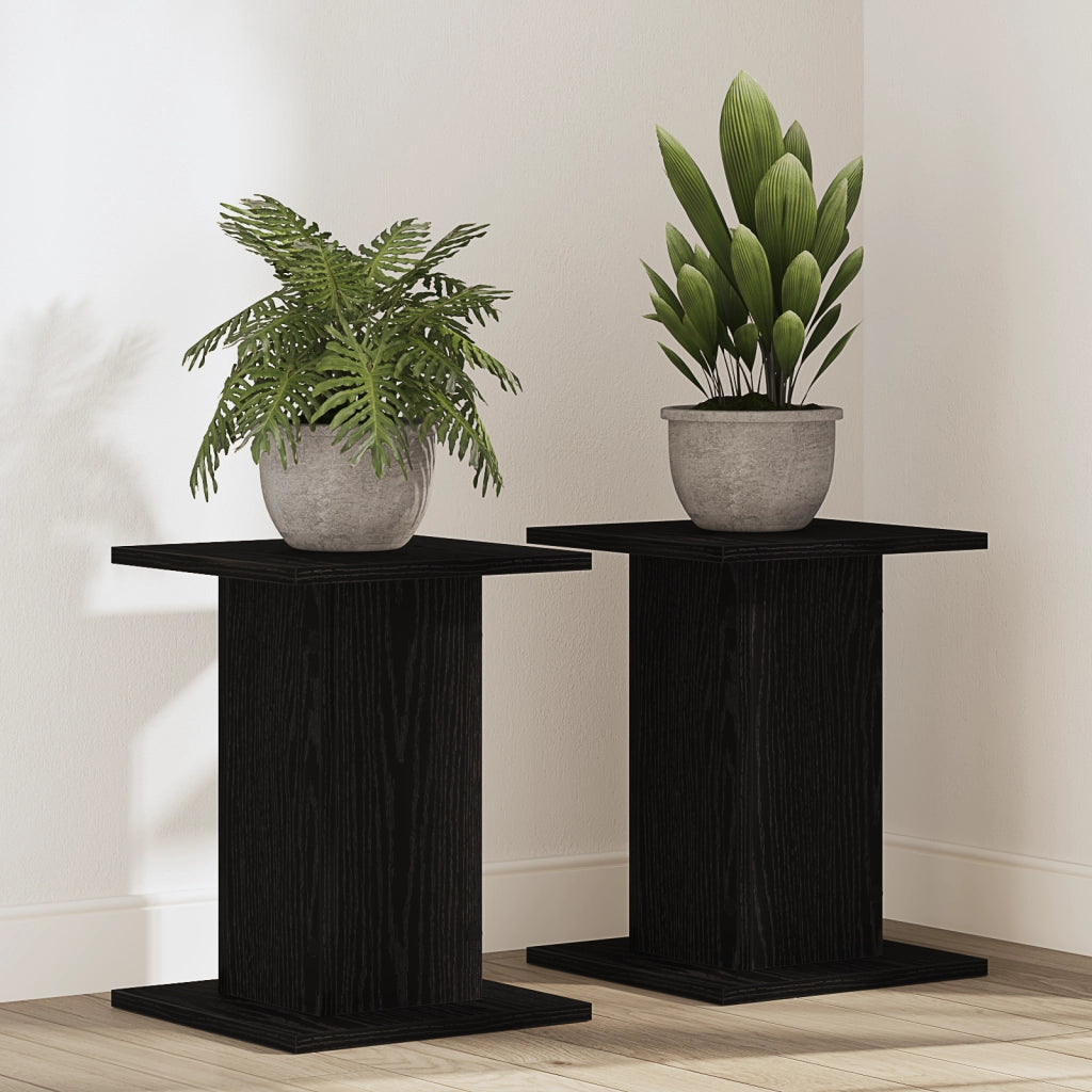 Supporto per piante  2 pezzi Rovere Nero 30x30x40 cm Legno ingegnerizzato