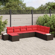 Set Divano da Giardino con cuscino 8 pcs Marrone polyrattan 3347184
