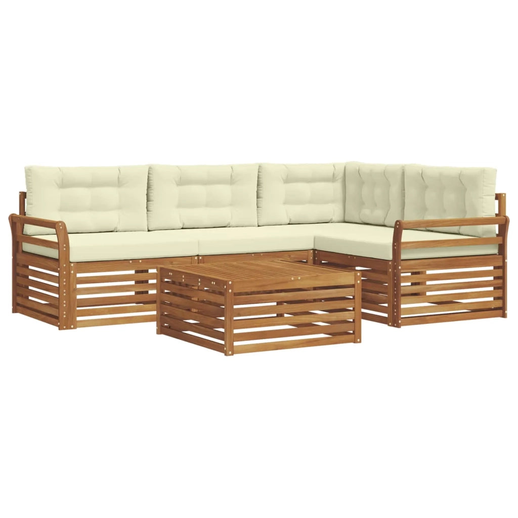 Set di divani da esterno con cuscino 5 pcs Naturale e Crema