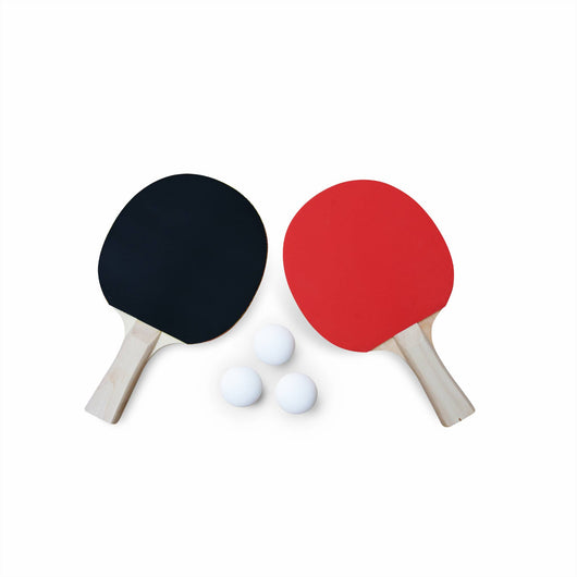 Set di 2 racchette e 3 palline per tavolo da ping-pong, nero/rosso