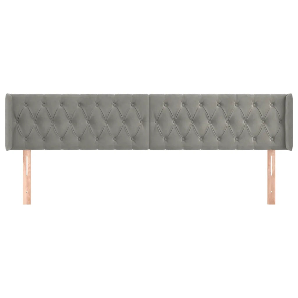 Testiera | Testata ad Orecchio Grigio Chiaro 183x16x78/88 cm in Velluto