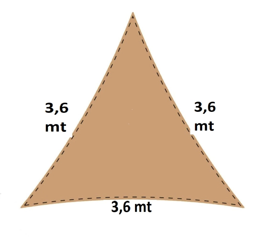 Tenda Ombrellone Antiriflesso Vela Ombreggiante Anti UV Triangolare 3.6x3.6x3.6mt Beige