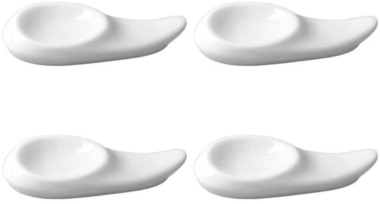 Supporto per Bastoncini da Cucina - 4 x Supporto per Bastoncini Standard - Contenitore Ceramico Bianco - Duraturo e Facile da Pulire - Dimensioni: 9,5 x 4,5 x 1,5 cm - Adatto per Posate - Supporto per Bastoncini
