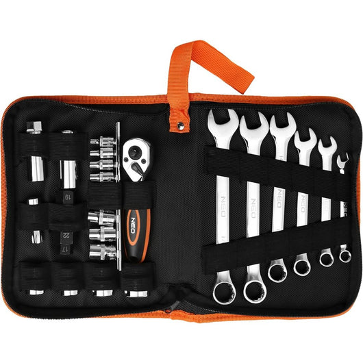 Topex 10-500 set di attrezzi per er moto - 25 pz - custodia in te