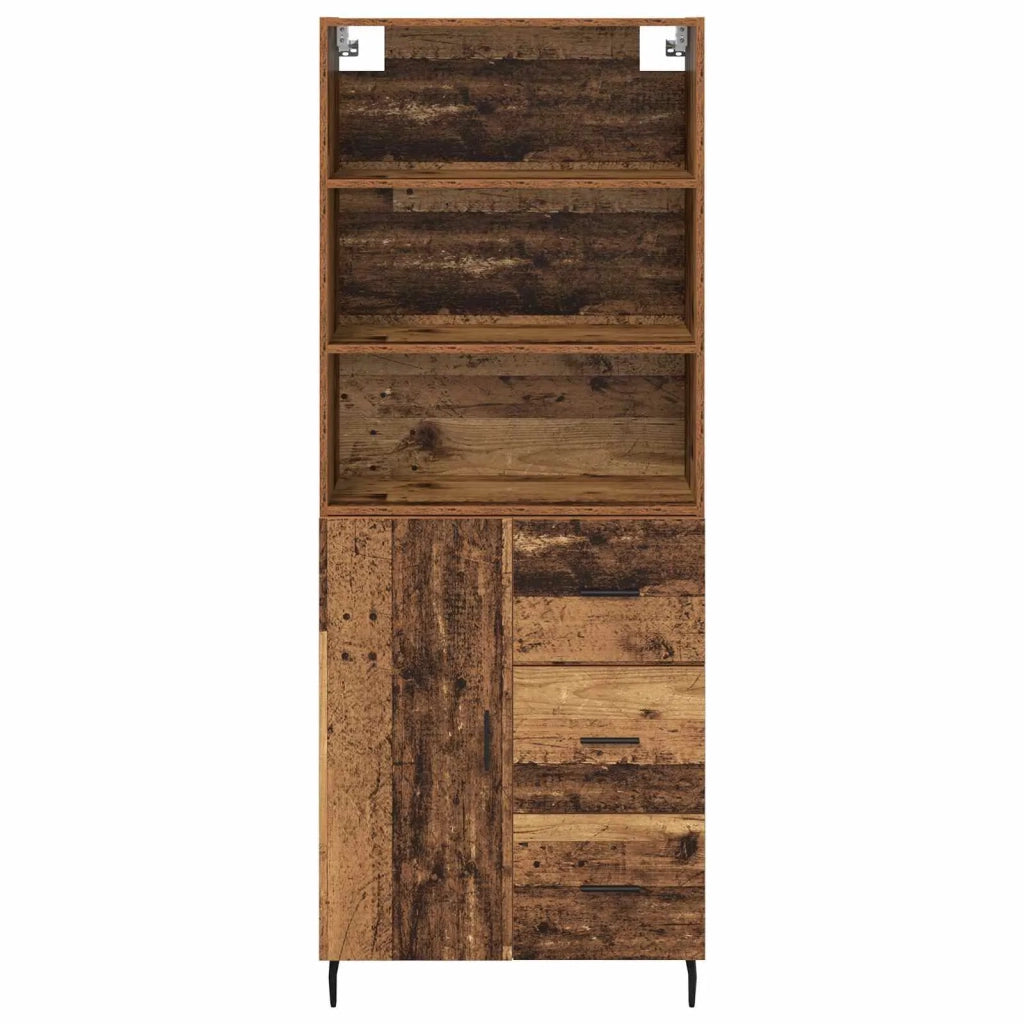 Credenza 2 pz-Set di 2 Buffet-Armadio da cucina Legno vecchio Legno Stratificato e Vetro 620191