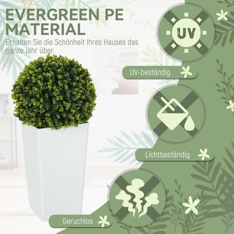 Set di 2 sfere di eucalipto artificiali, 65 cm, pianta artificiale con protezione UV, 330 foglie in vaso, verde.