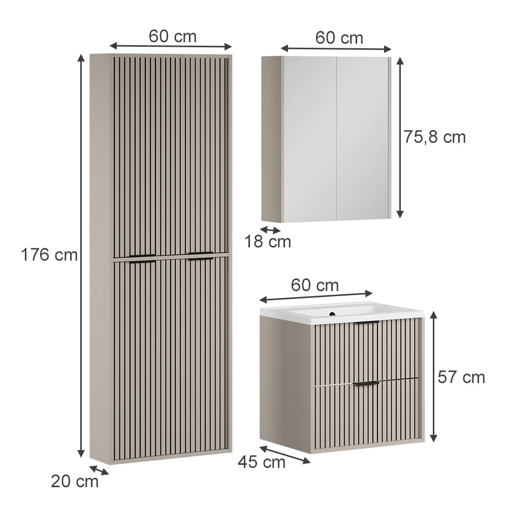 Vicco Set di mobili da bagno Cachemire 4 parti