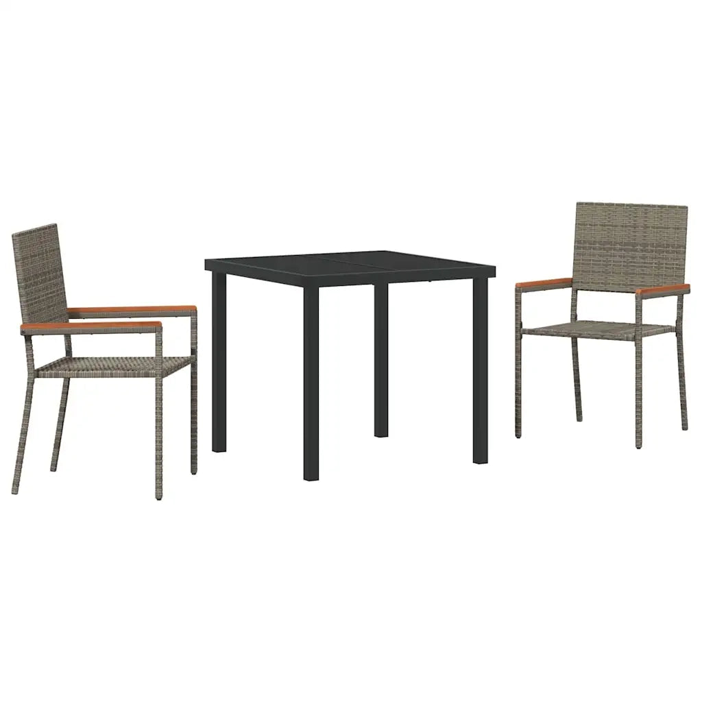 Set da Pranzo per Giardino con cuscino 3 pcs Grigio polyrattan