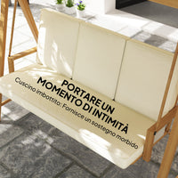 Dondolo da Giardino 3 Posti 195x120x170 cm con Tettuccio Regolabile Beige