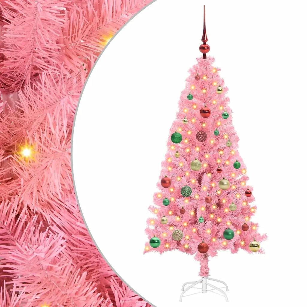 Albero di Natale | Decorazioni natalizie con 150 LED con supporto Rosa 150 cm PVC