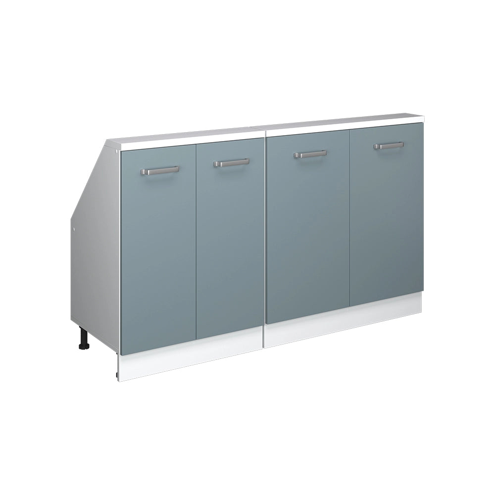 Mobile cucina sottotetto R-Line Grigio-blu/Bianco 140 cm Set di 2 Vicco