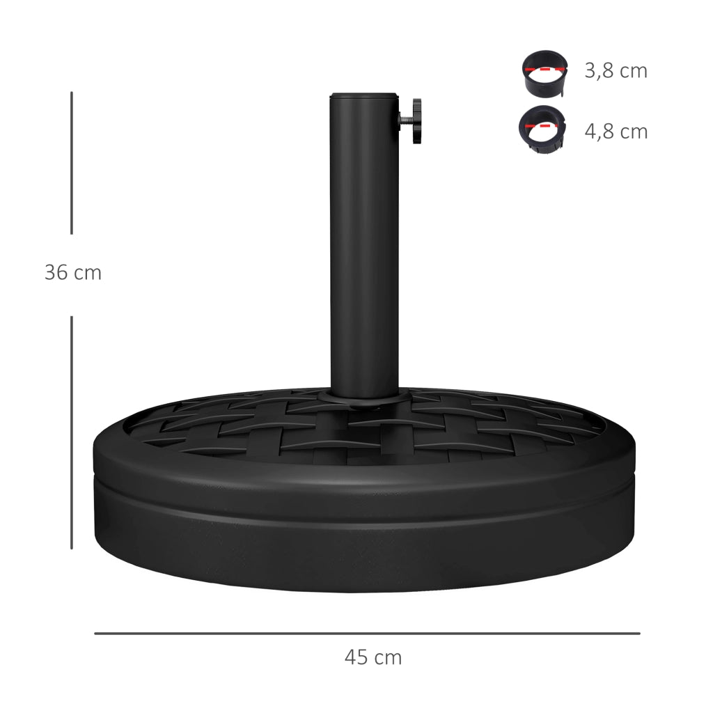Sostegno per Ombrellone in Cemento 18 kg ¨C Zephmum ¨C Nero 32/38/48mm