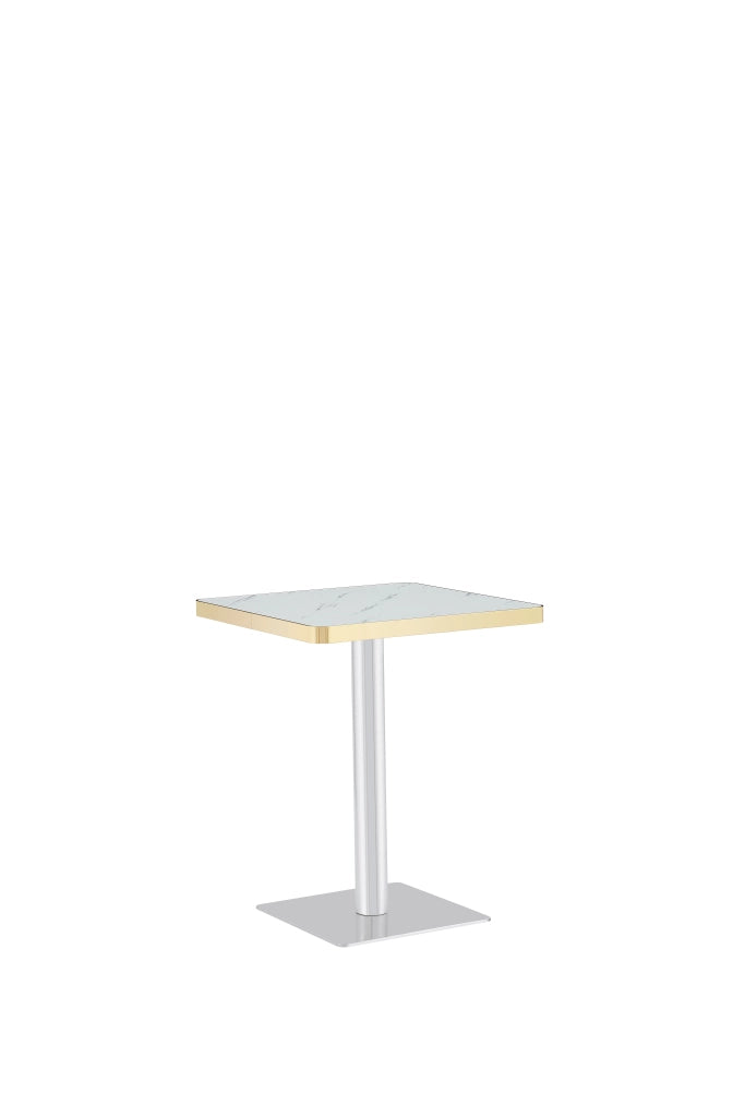 TAVOLO Quadrato 60x60 cm Effetto Marmo MDF e Metallo Bianco
