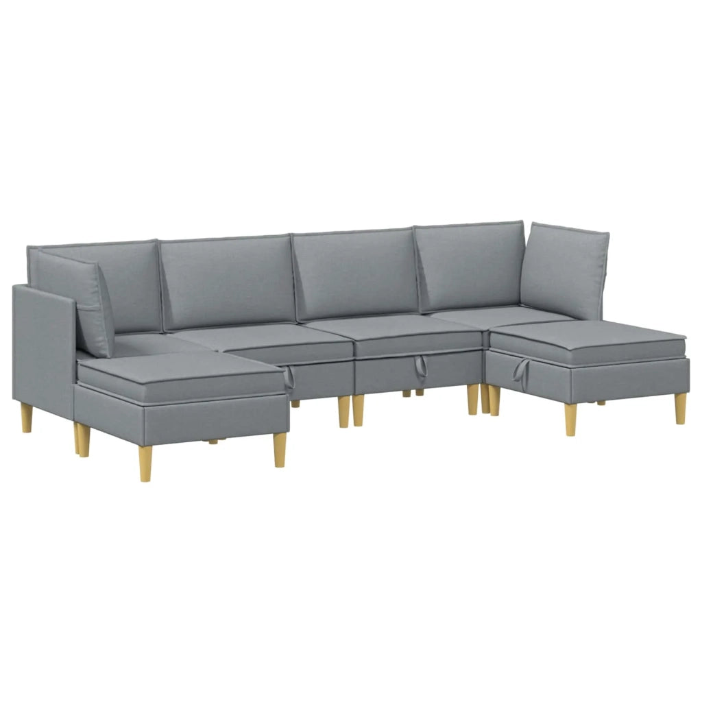 Set di mobili per il soggiorno 6 pcs Grigio Chiaro Tessuto 3413677