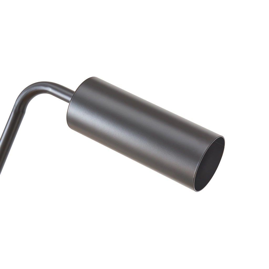 Lampada da Terra Vatka in Metallo Nero con Paralume Cilindrico e Base in Marmo Bianco lux.pro