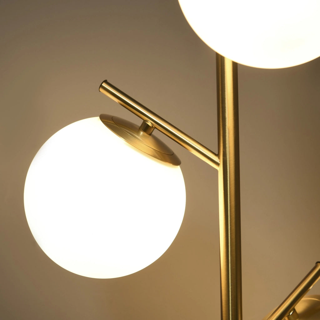 Lampada da terra retro con 3 paralumi in vetro dorato ¨C zephmum ¨C vetro, oro