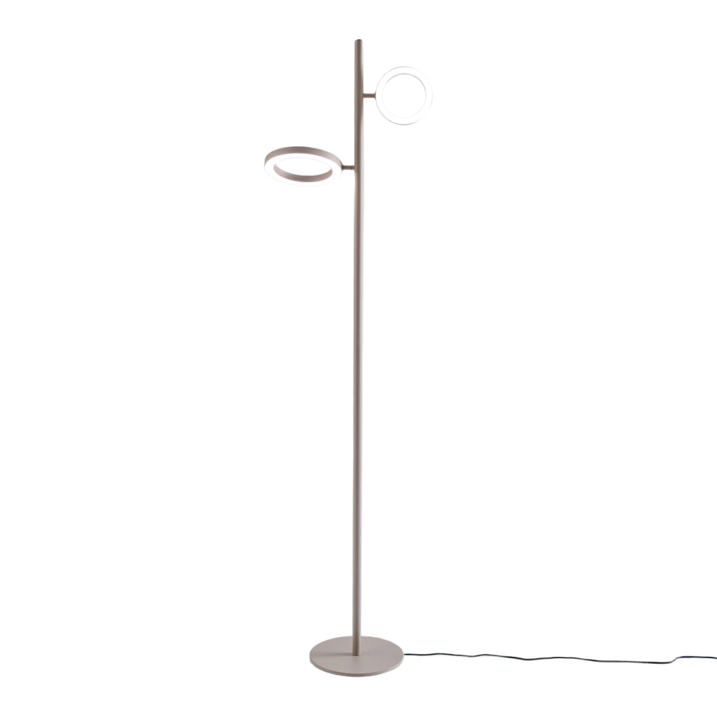 Lampada da terra GPIT32 in alluminio finitura tortora, 28W (10W+18W) LED integrato 3000K, 1304lm, dimmerabile, fascio orientabile 120° - Gea Luce