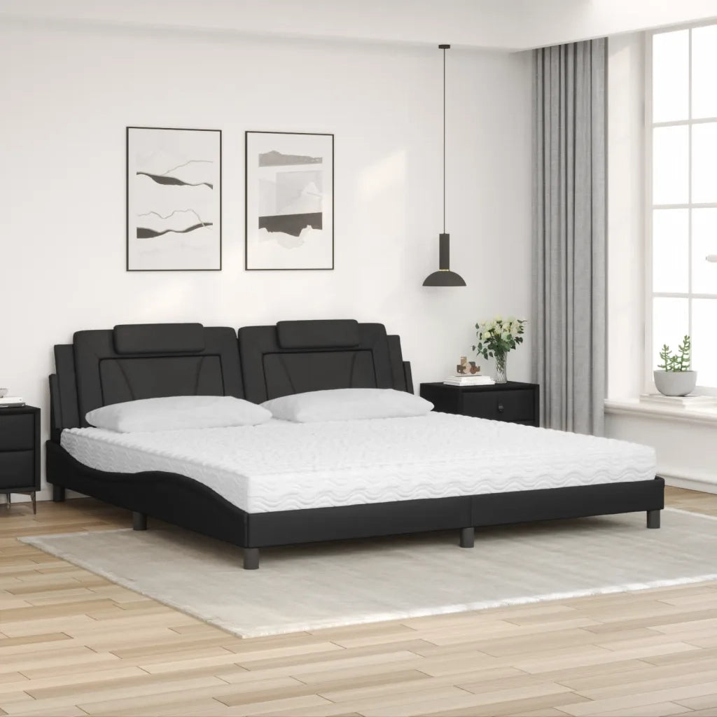 Letto Viana con Materasso Nero 200x200 cm in Similpelle 3208817