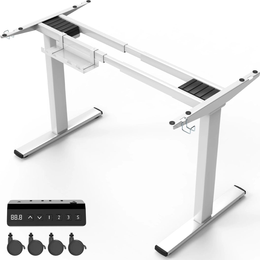 Scrivania Regolabile in Altezza con 2 Motori, portata fino a 120 kg, struttura con controllo memory, protezione da collisioni e funzione Softstart/Stop