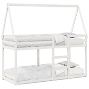Letto singolo | Letto per adulti | Letto a Castello con Tetto Bianco 90x200 cm in Legno di Pino