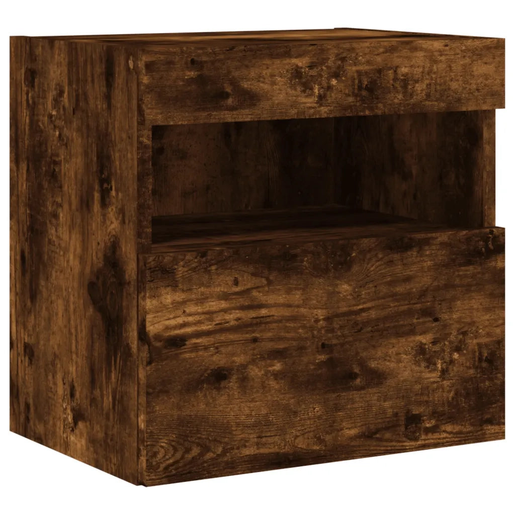 Mobili TV a Muro con LED 5pz Rovere Fumo in Legno Multistrato 3216747