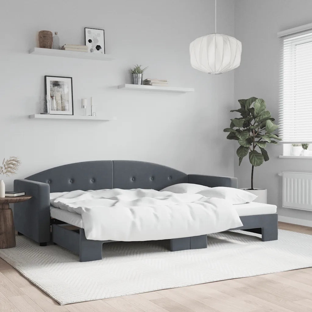 Divano Letto con Letto Estraibile-Sofa Letto-Daybed Grigio Scuro 80x200cm Velluto 443341