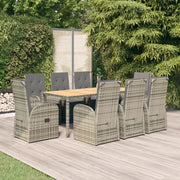 Set da Pranzo da Giardino 9 pz con Cuscini in Polyrattan Grigio 3157596
