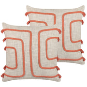 Set di 2 cuscini decorativi-arancio 45 x 45 cm motivo astratto con imbottitura accessori decorativi soggiorno camera da letto