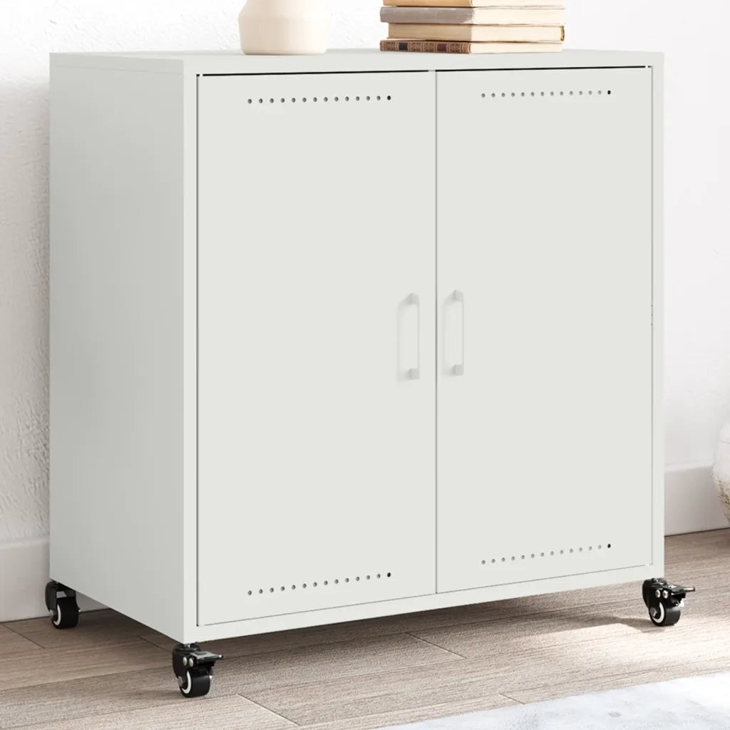 vidaXL Credenza Bianca 68x39x72 cm in Acciaio