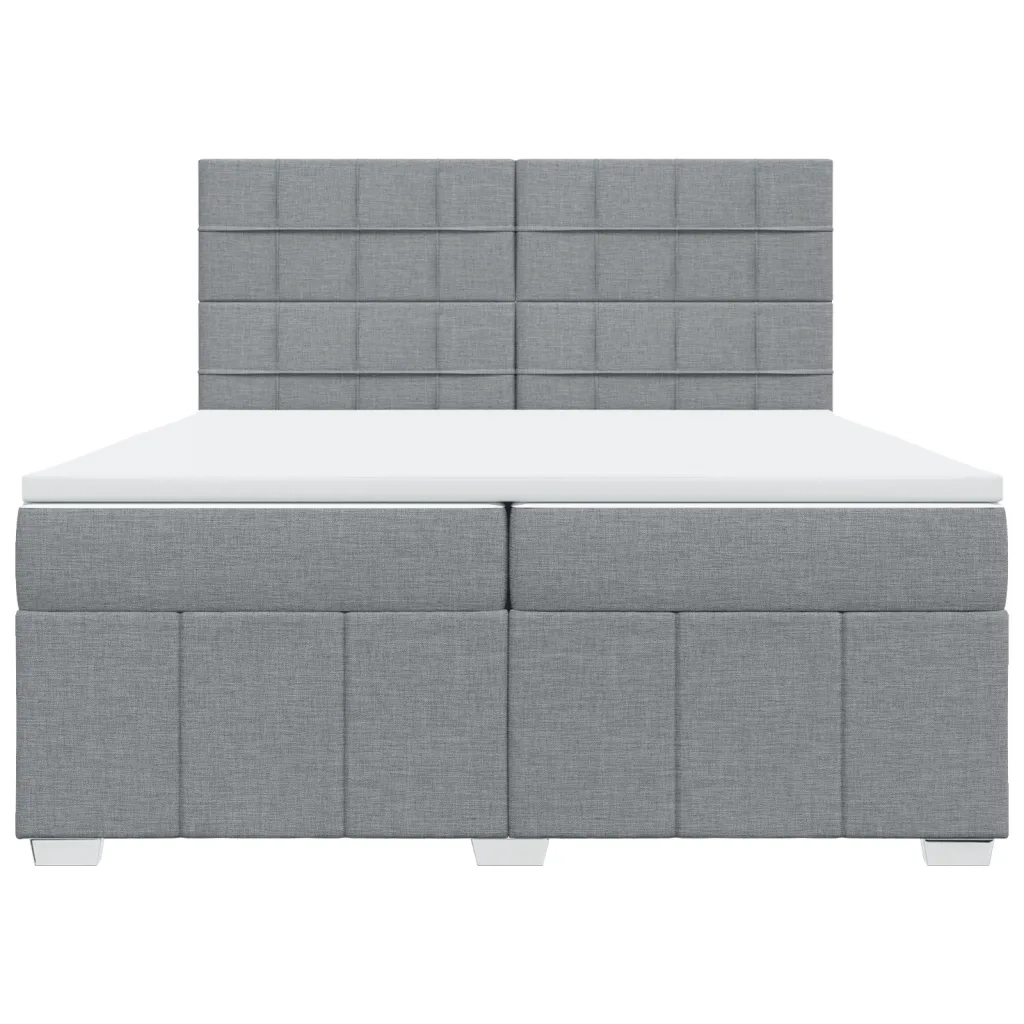Giroletto a Molle con Materasso Grigio Chiaro 200x200cm Tessuto