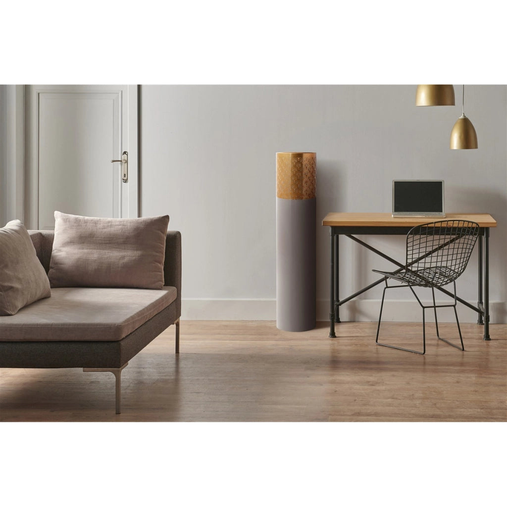 Vaso da terra Art Deco in metallo grigio e oro