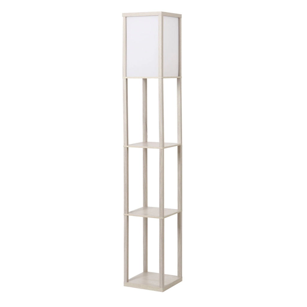 EasyComfort Lampada a Terra 40W con 3 Mensole Integrate e Interruttore a Pedale, Lampada Moderna in MDF e Acrilico, 26x26x160 cm, Rovere