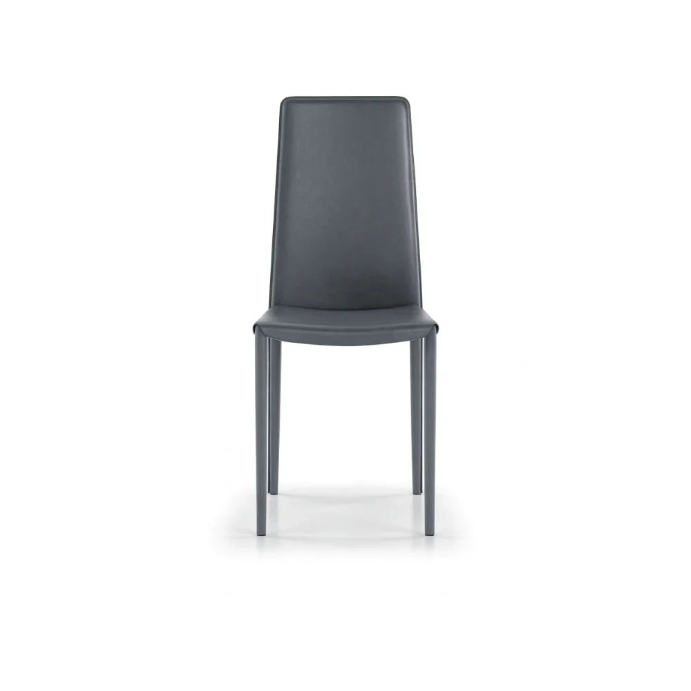 Set di 4 sedie da pranzo imbottite in similcuoio grigio scuro Luma con struttura in metallo facili da pulire | Duzzle