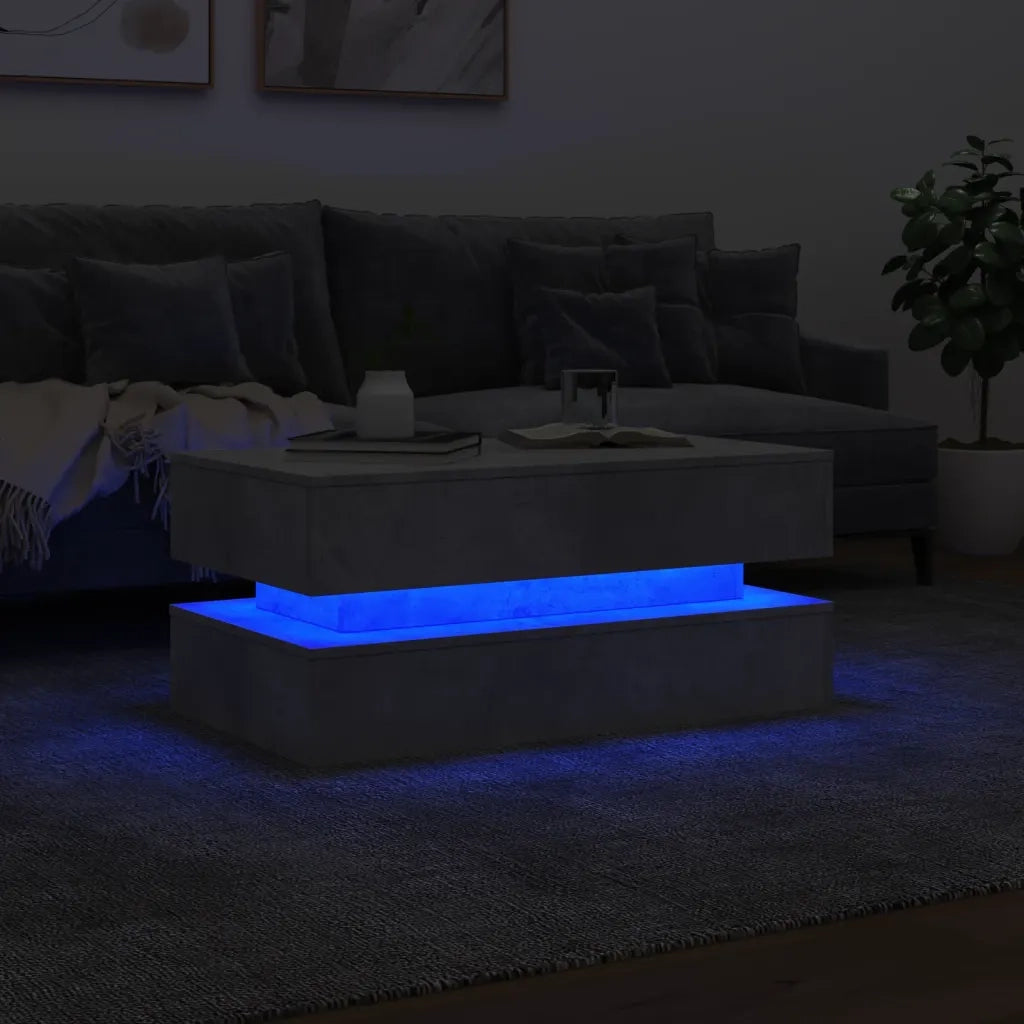 Tavolino da salotto | Tavolino da caff¨¨ | Tavolino da Soggiorno con Luci LED Grigio Cemento 90x50x40 cm