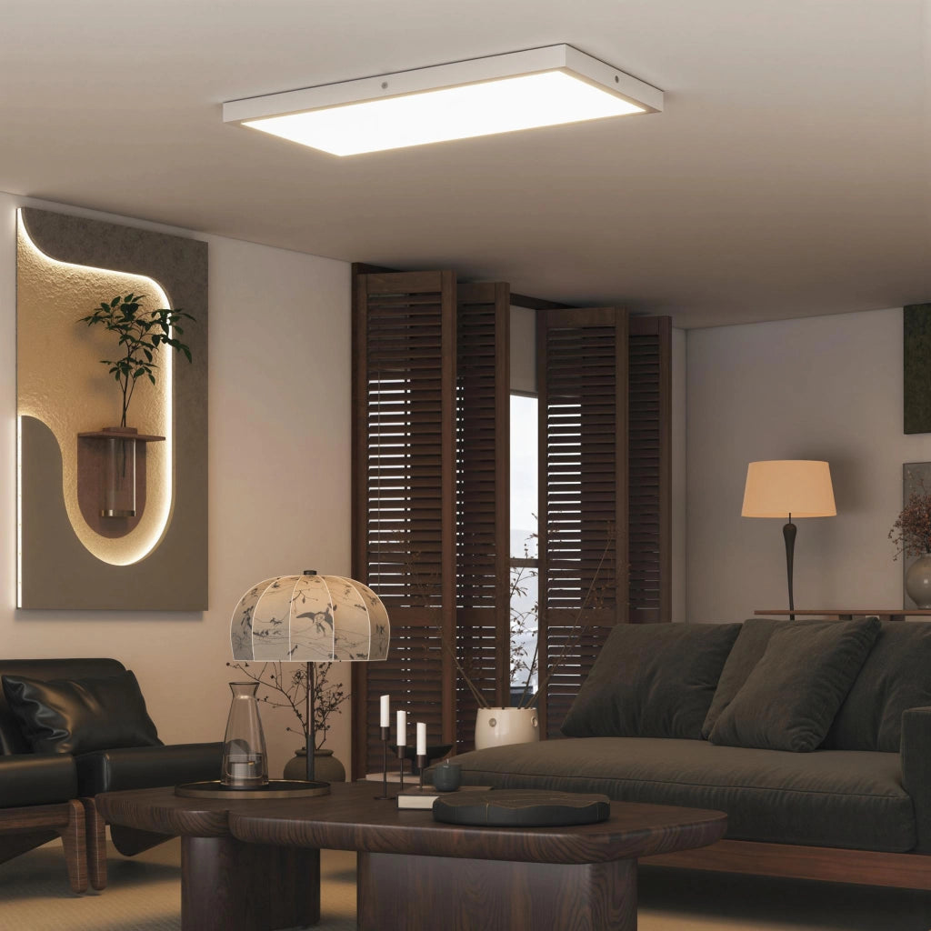 Set 2 Plafoniere LED Sottili e Minimal 60x30x3,7 cm con Colore Regolabile in Acciaio e Plastica Bianco