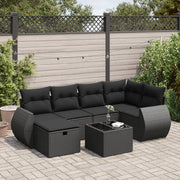 Set Divani da Giardino con Cuscini 7pz Nero Polyrattan