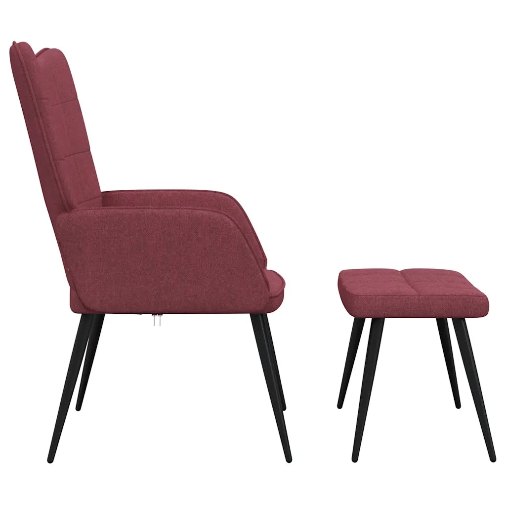 Poltrona | Sedia Relax con Sgabello Rosso Vino in Tessuto