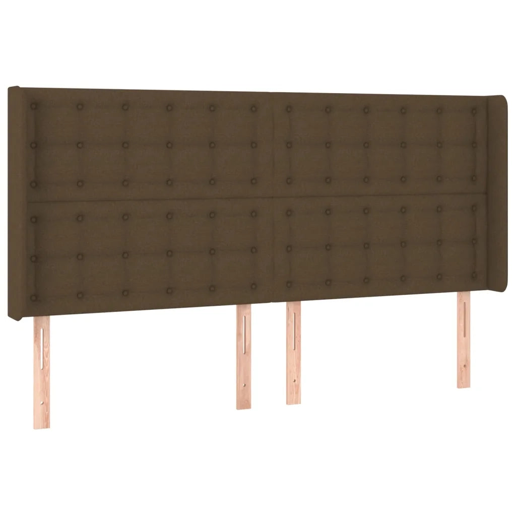 Testiera ad Orecchio-Testata con Orecchie Marrone Scuro 203x16x118/128 cm in Tessuto 501290