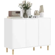 Credenza Moderna con 2 Armadietti a 3 Ripiani in Legno, 107x40x80 cm, Bianco