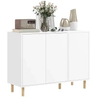 Credenza Moderna con 2 Armadietti a 3 Ripiani in Legno, 107x40x80 cm, Bianco