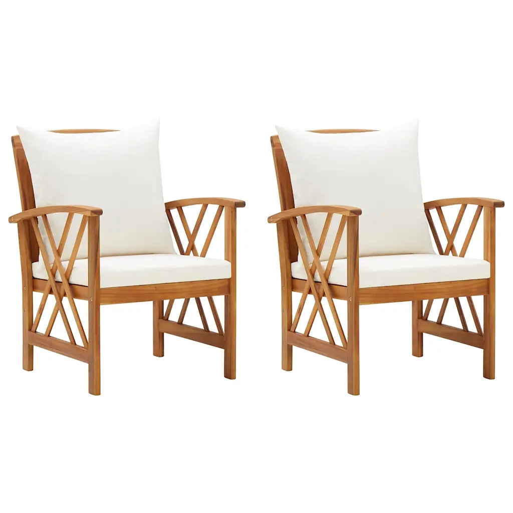 Sedie da Giardino con Cuscini 2 pz in Massello di Acacia 310267