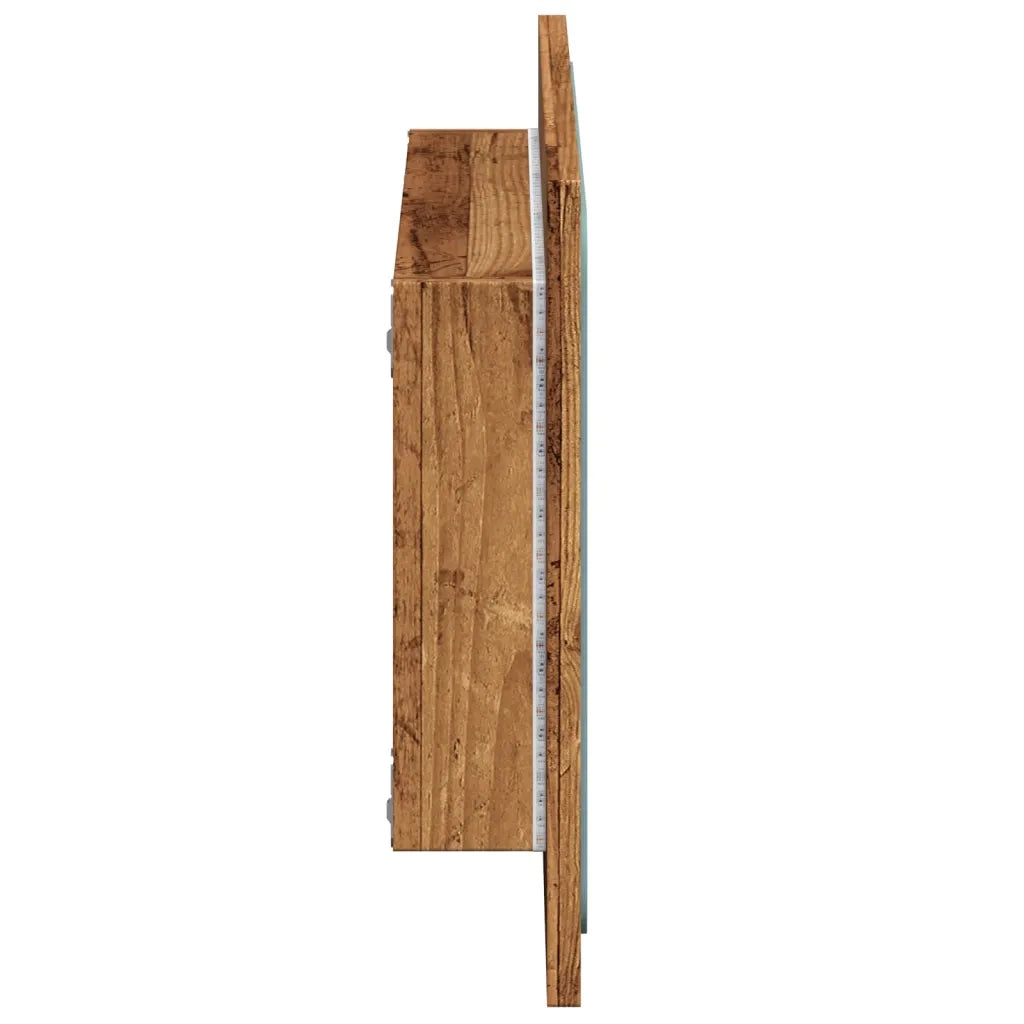 Specchio da Bagno con Luci LED-Specchio per Bagno Legno Antico 60x8,5x38 cm