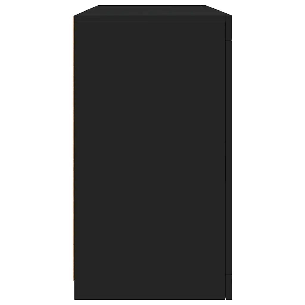 Credenza con Luci LED-Buffet-Armadio da cucina Nera 123x37x67 cm
