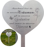 Spine di memoria - Acciaio inox - Cuore - Decorazione di giardino - Ricordo - Per giardino e tomba