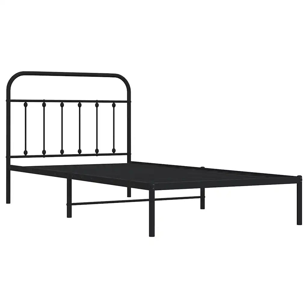 Giroletto con Testiera Metallo Nero 100x200 cm 352573